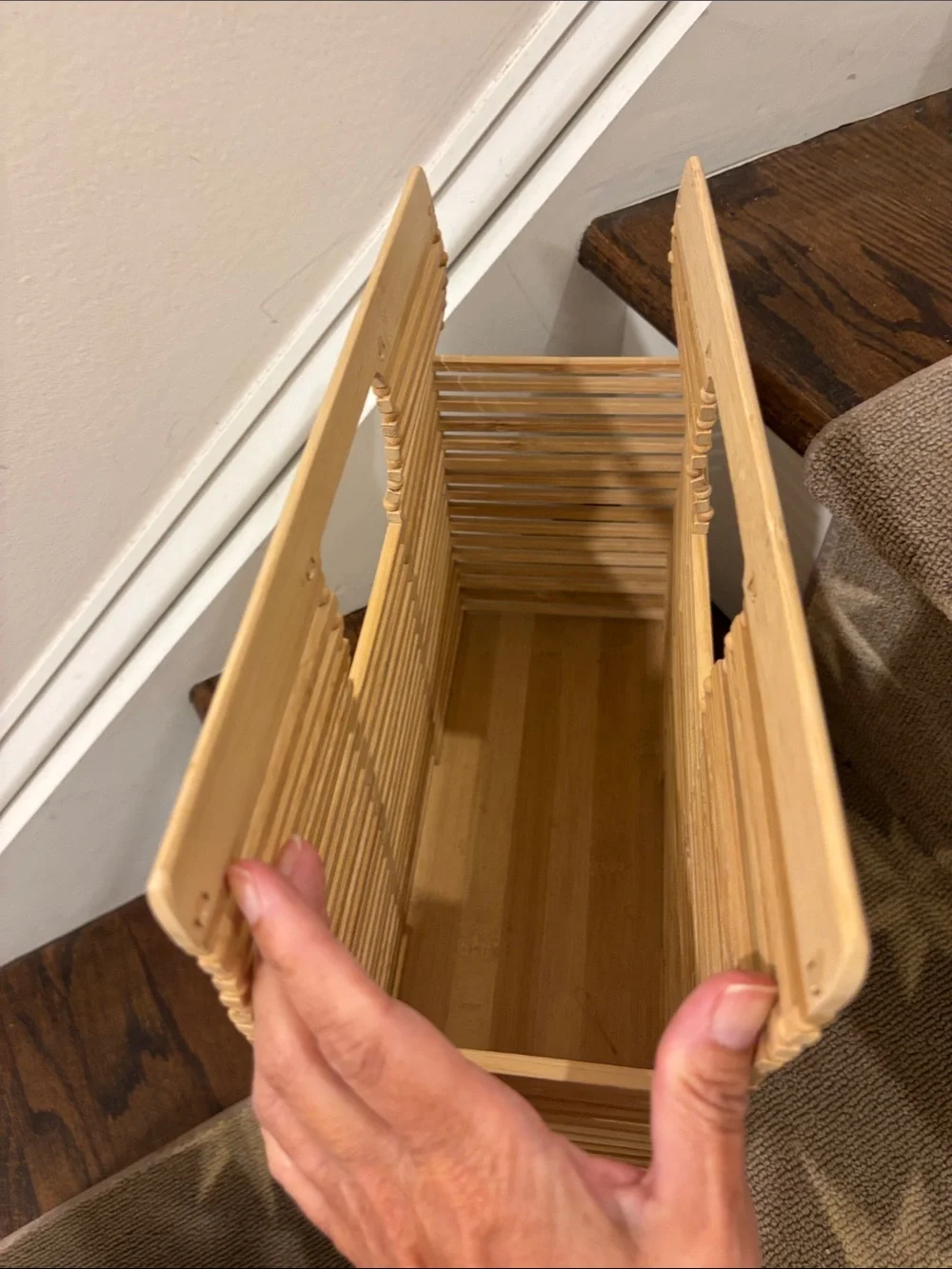 Bamboo Slatted Tote Bag in Natural Bamboo
